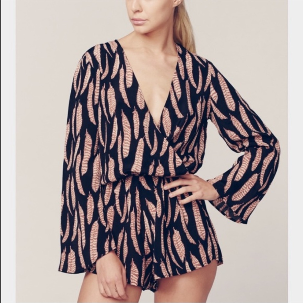 Blue Life feather shorts romper